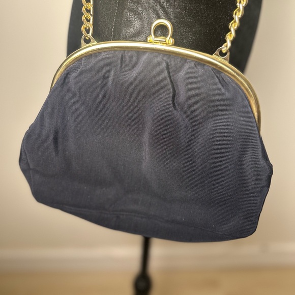 ACCESSORY PLACE Women’s Italian Black Fabric Crossbody Clutch w/Gold Chain Bag - Picture 3 of 12